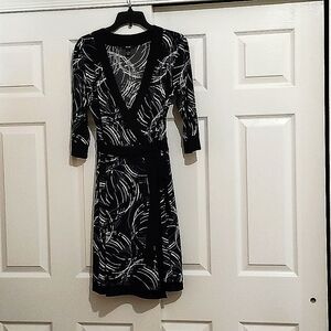 Ladies by Alfani wrap dress marble black white three quart sleeve